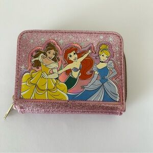 Disney Parks Princess pink glitter  zip around wallet